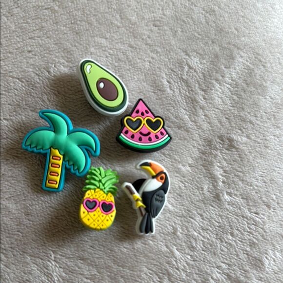 Colorful Tropical shoes charm Set, 5pcs - Picture 2 of 3